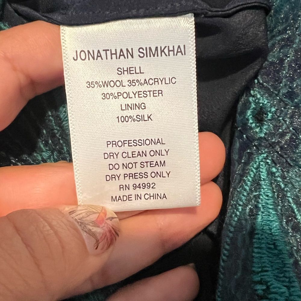 Jonathan Simkhai Women's Lace Embroidered Sleeveless Midi Dress Teal/Navy Sz. 0 - Picture 13 of 14